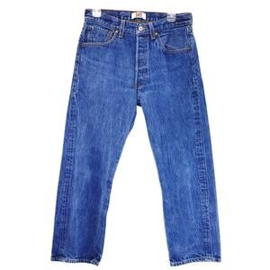 Levi's 501 Button Fly Jean Straight Leg Medium Wash Blue Denim Mens Size 32 x 30